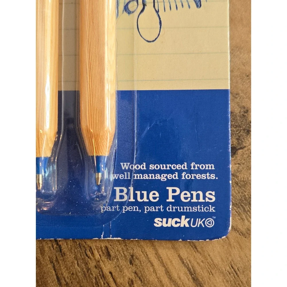 Suck UK Rockstar Drumstick Pens - Blue Ballpoint Set - Novelty Drummer Gift NEW